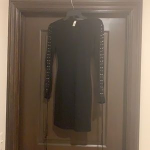 NWT - black t-shirt dress w/ looped sleeve detail